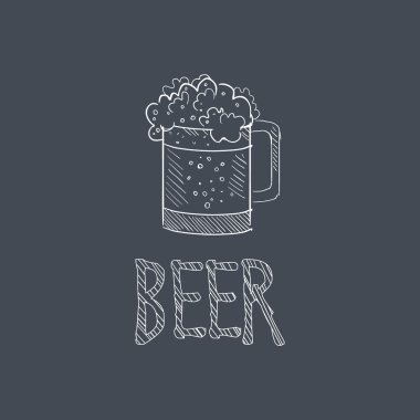 Bira kroki tarzı tebeşir yazı tahtası menü öğesi