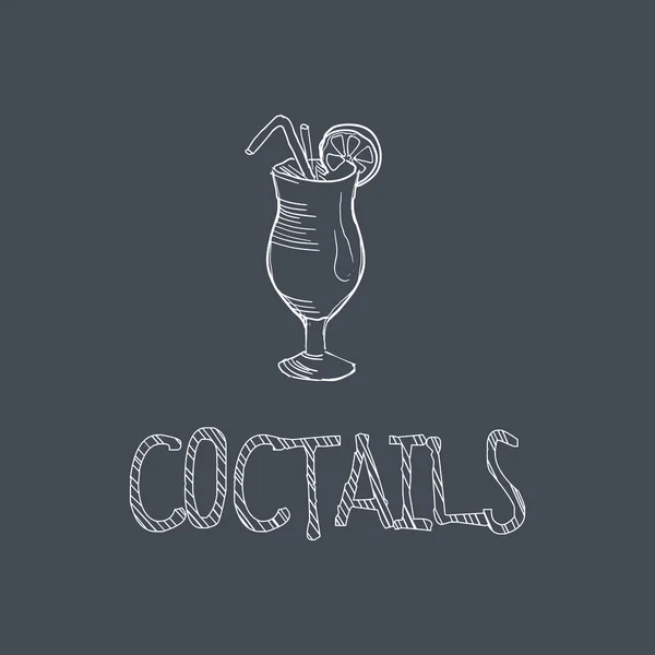 Cocktail skiss stil krita på svarta tavlan menyalternativ — Stock vektor