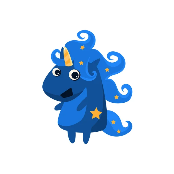 Blue Night Unicorn With Stars — Stock Vector