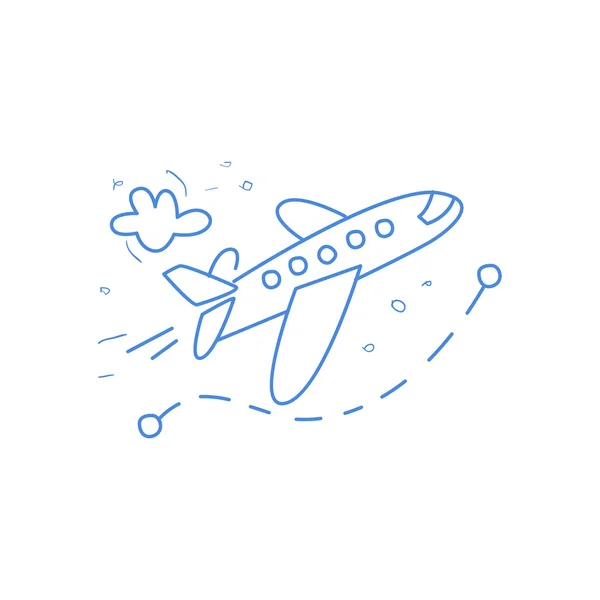 Plane And Its Route Marked By Dotted Line — Stock Vector