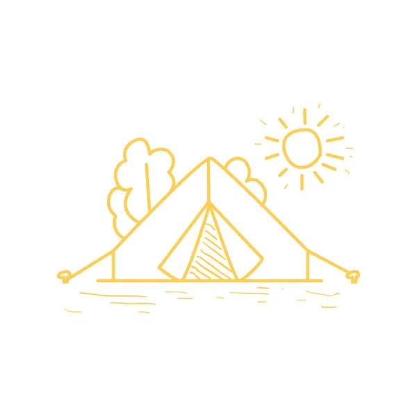 太陽の下でのキャンプ テント — ストックベクタ