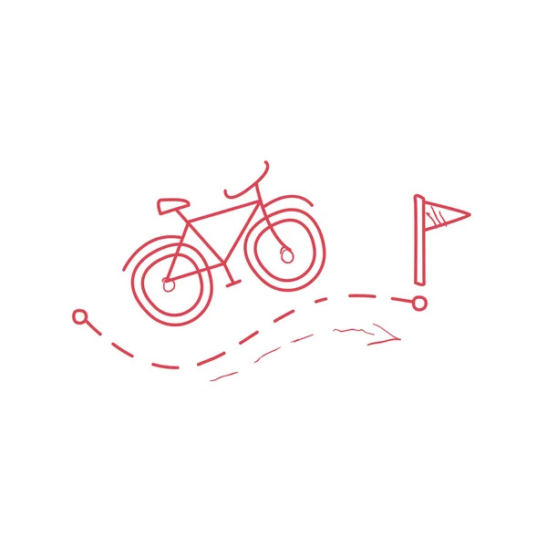 Fahrrad mit der markierten Linie — Stockvektor