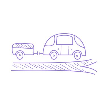 Car With Trailer On The Road clipart