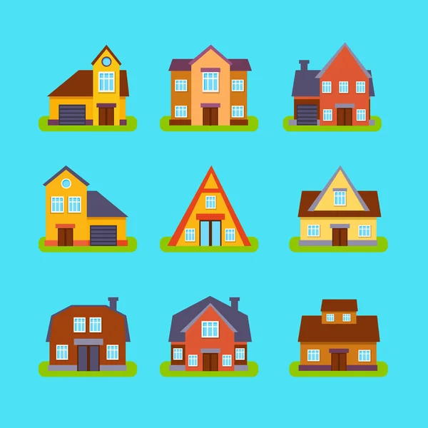 Suburban fastigheter hus samling — Stock vektor