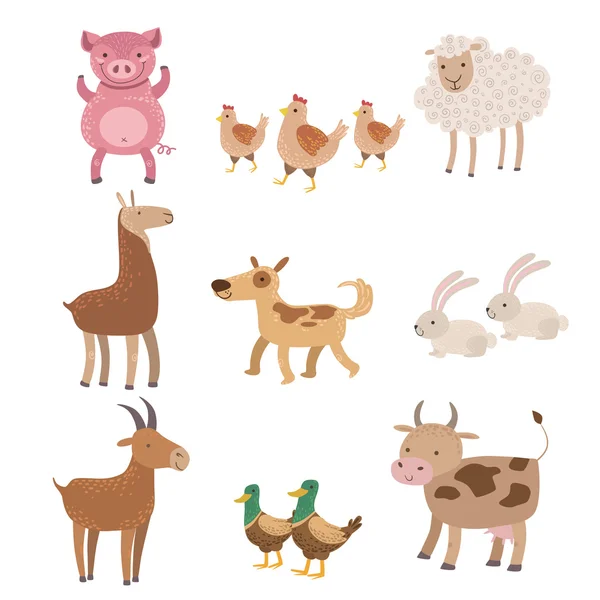 Ensemble animaux de ferme — Image vectorielle