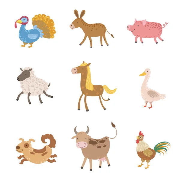 Colección de animales de granja — Vector de stock