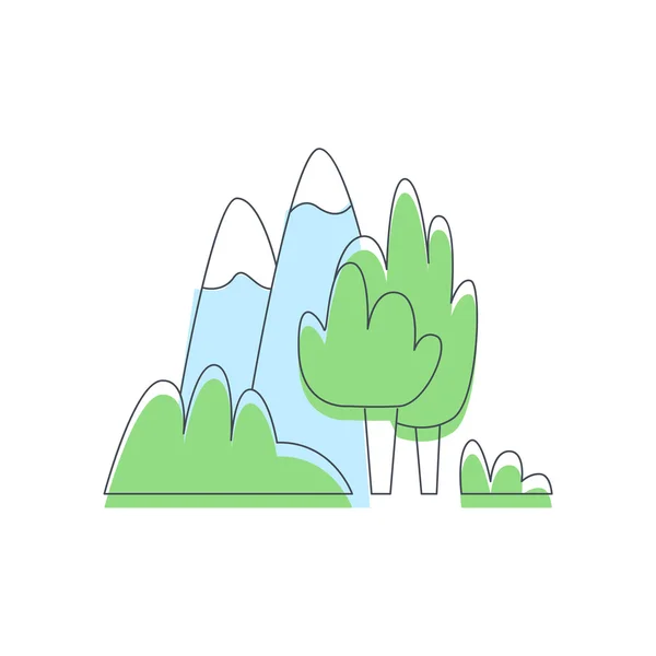 Hory a stromy přírody venku — Stockový vektor