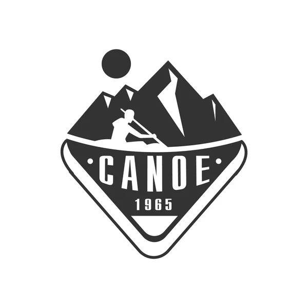 Kanoe Camp černá a bílá znak Design — Stockový vektor