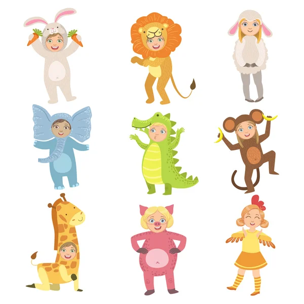Bambini in costume animale Set — Vettoriale Stock