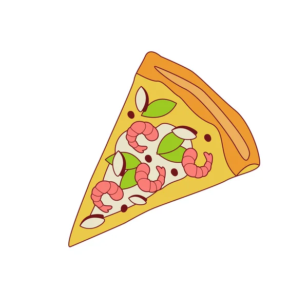 Rebanada de pizza con camarones — Archivo Imágenes Vectoriales