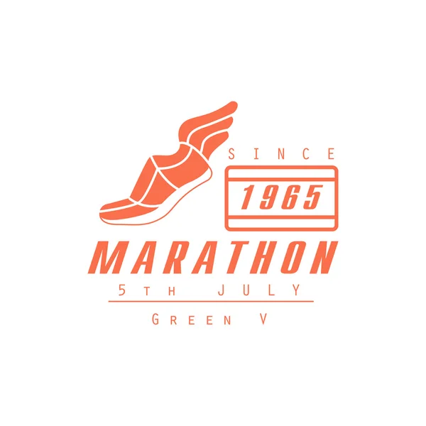 Marathon Running Orange Label Design — Stock Vector