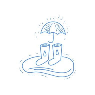 Kauçuk Botlar, Su Birikintisi Ve Şemsiye