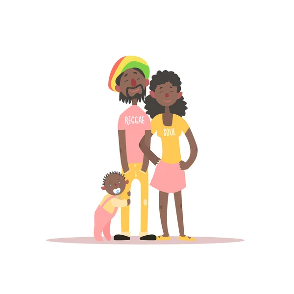 Ebeveynler Ve Bir Bebek Rastafarian Aile — Stok Vektör