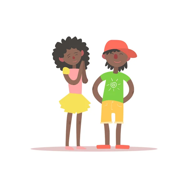 Αδελφός και αδελφή μαύρα παιδιά — Διανυσματικό Αρχείο