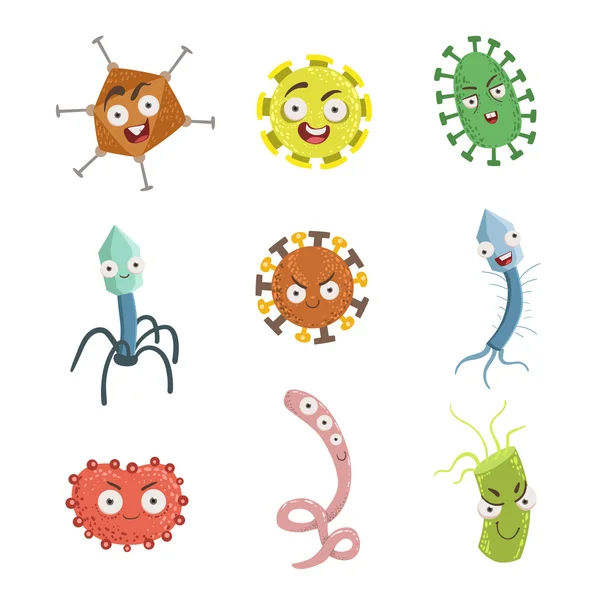 Set de microorganismos y virus maliciosos — Vector de stock