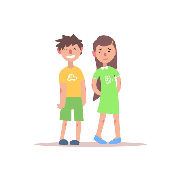 Teenage Brother And Sister Smiling — Stock Vector