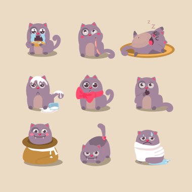 Sevimli çizgi kedi çeşitli teşkil etmektedir kümesi