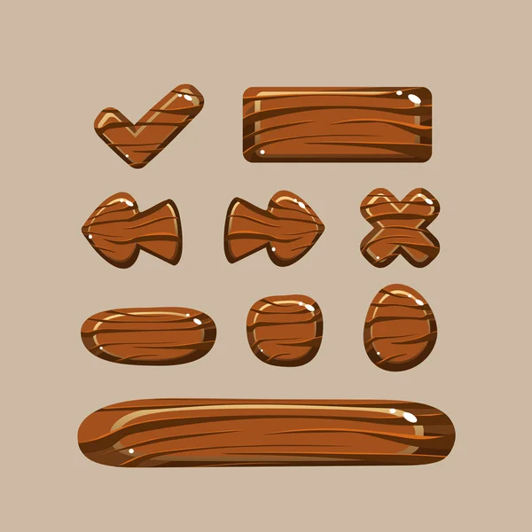 Conjunto de botões de madeira dos desenhos animados — Fotografia de Stock
