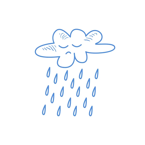 Nube triste que vierte la lluvia — Vector de stock