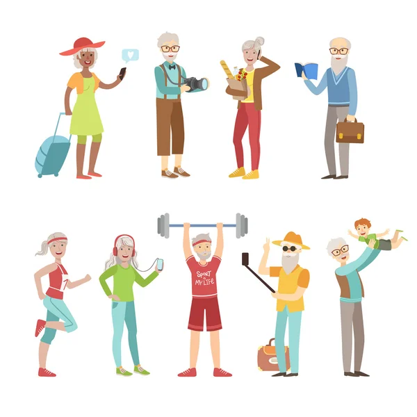 Cool And Active Old People — Stock Vector