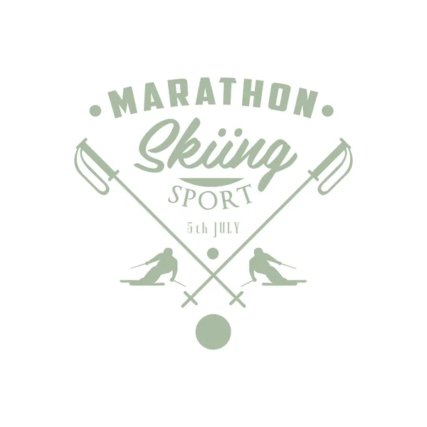 Maratona Esqui Emblema Design — Vetor de Stock
