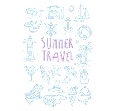 Yaz Seyahati Ile İlgili Nesne Seti  