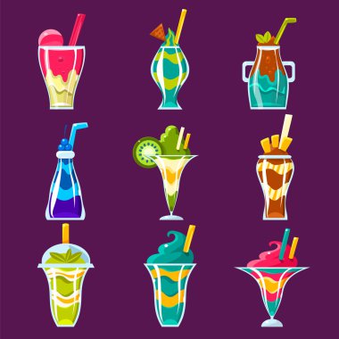 Smoothies Ve Tatlı Çok Katmanlı Kokteyller  
