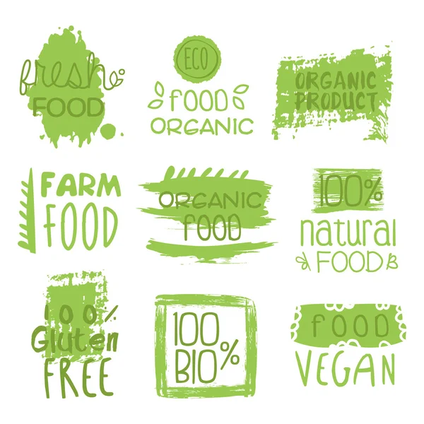 농장 채식주의 음식 녹색 설정 — 스톡 벡터