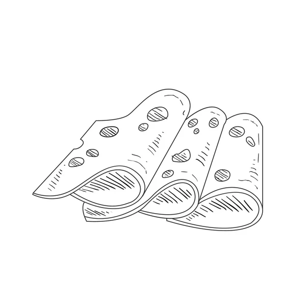 Üç dilim peynir delikli — Stok Vektör