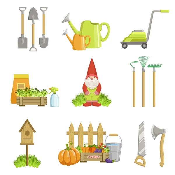 Garden Related Objects Set — Stock Vector