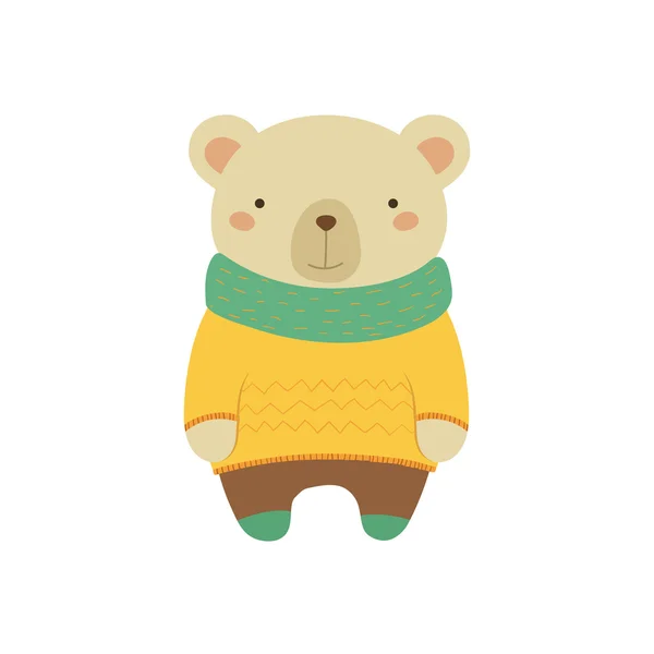 Weißer Bär im gelben Pullover — Stockvektor