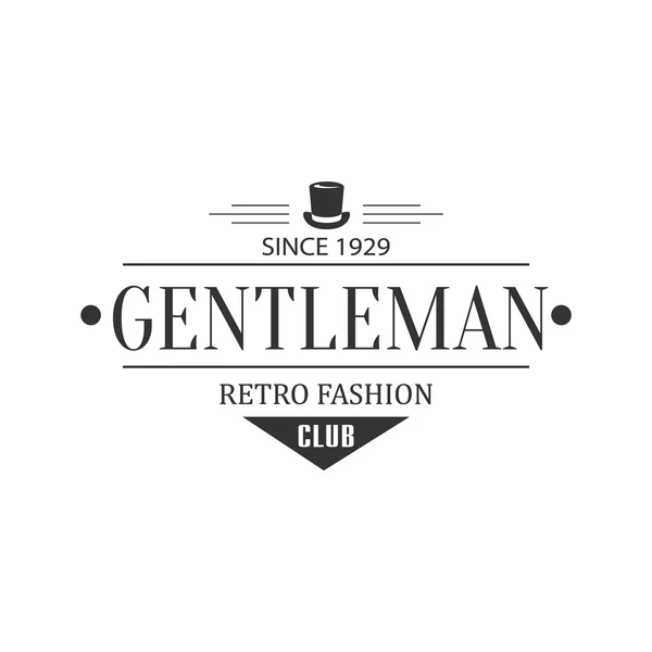Moda retrô cavalheiro clube Label Design — Vetor de Stock