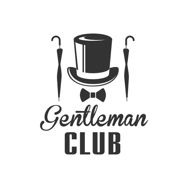 Gentleman Club Label Design with Umbrella - Stok Vektor