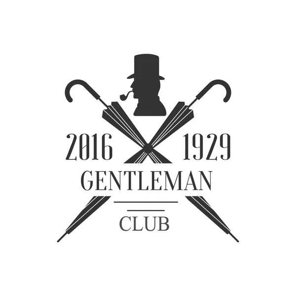 Gentleman Club Label Design With Crossed Umbrellas - Stok Vektor