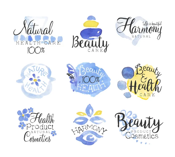 Beauty And Spa Promo Signs Colorful Set — Stock Vector