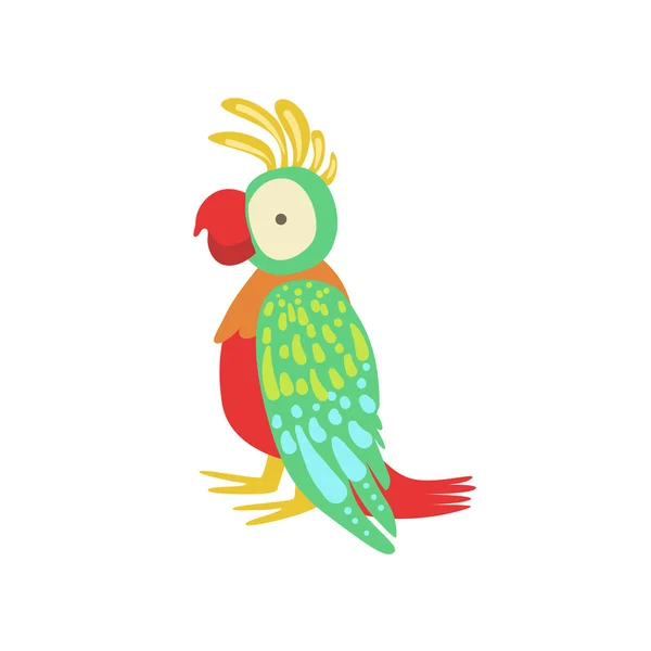 Papuga stylizowane Childish rysunek — Wektor stockowy