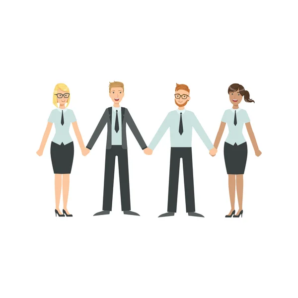 Managers Holding Hands Teamwork Illustration — Stock Vector