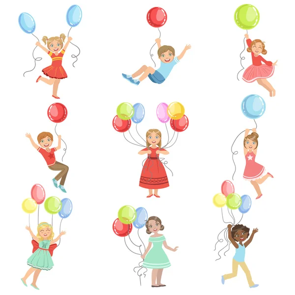 Děti s balony strana — Stockový vektor