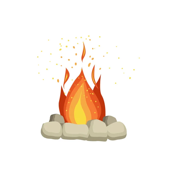 Şenlik ateşi çevreleyen taşlarla — Stok Vektör