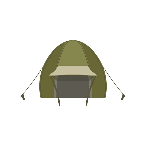 ロープとペグの緑テント セット — ストックベクタ