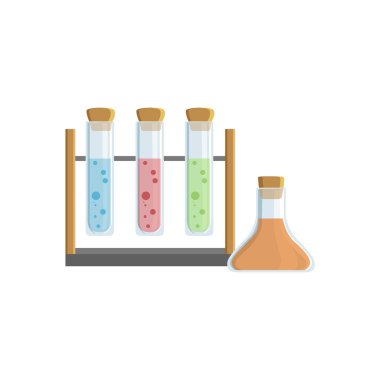 Üç Test tüpleri kimyasal deneyler için ayarla