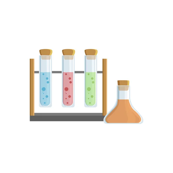 Zestaw trzech probówek do eksperymentów chemicznych — Wektor stockowy