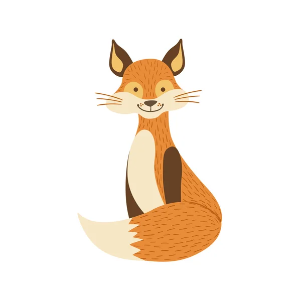 Sorrindo Fox sentado como gato — Vetor de Stock