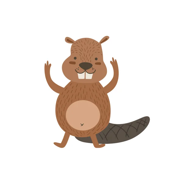 Humanized Beaver Greeting — Stock Vector