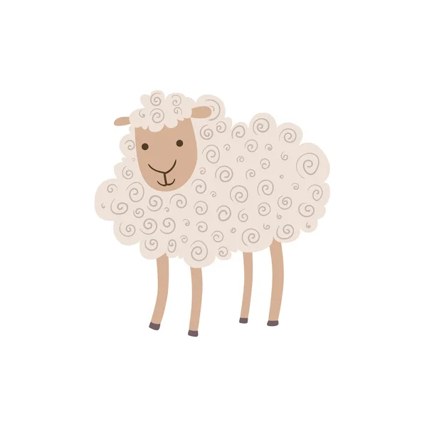 White Curly Sheep Standing — Stockový vektor