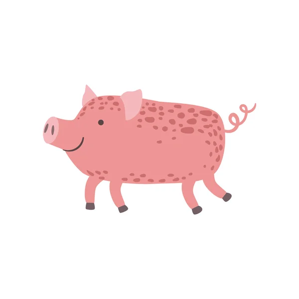 Piglet rosa caminando — Vector de stock