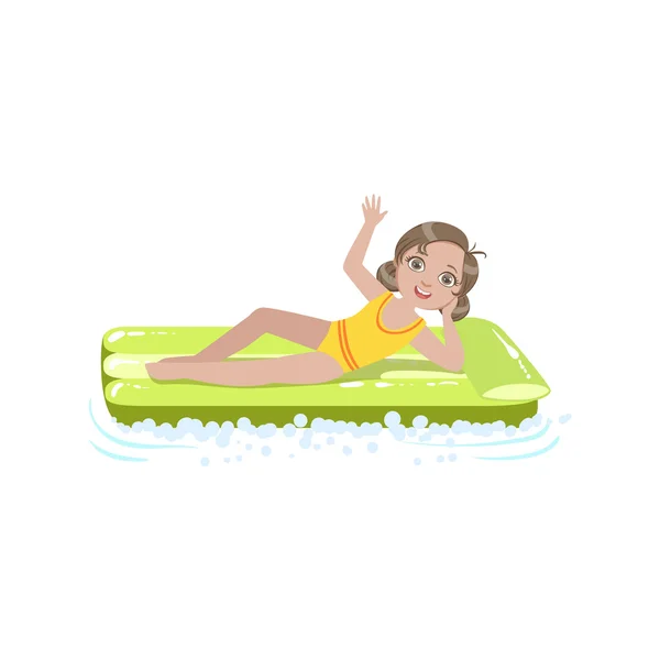 Girl Laying On The Water  Air Bed — Stock Vector