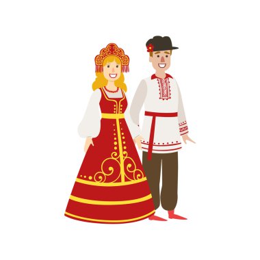 Rus Ulusal Giyimli Çift