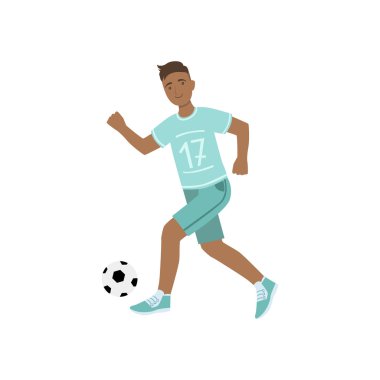 Mavi Üniformalı Adam Futbol Oynuyor