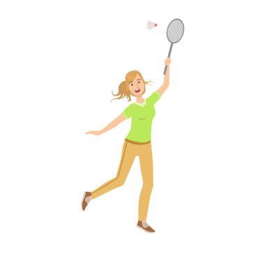 Kadın oynamak Badminton raketle ile